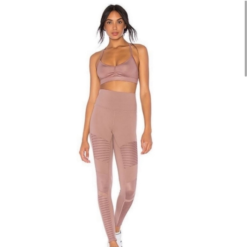 Alo Yoga High Waist Moto Leggings | Dusty Rose / Mauve | Size S - Picture 3 of 4